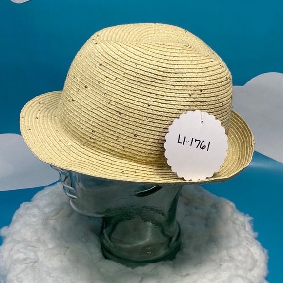 Hat Attack Tan Sequin Straw Panama Hat